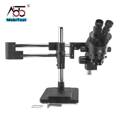 China Dual 7-45X Heavy Duty Boom Stand Arm Trinocular Mobile Binocular Microscope For Precision Electronic Soldering Repair MY-L2745 for sale