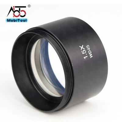 China 1.5X Magnifying Industrial Stereo Parts Barlow Lens Microscope Objective WD45 for sale