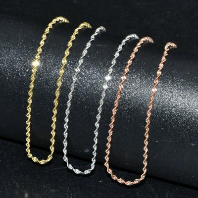 China DIY Jewelry Necklace Making Chains High Quality 2mm Wide Stability Color Plating Gold Rose Gold Twisted Chain For Silvery Pendant Necklace Making Findings for sale