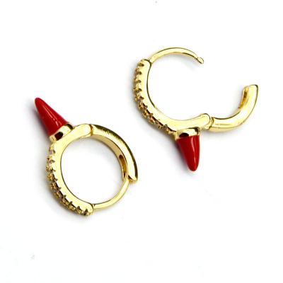 China Black Blue Red Color White Enamel Circle Hook Open Round Stud Earrings Rivet Punk Jewelry Personality Fashion Jewelry for Young Men and Women for sale