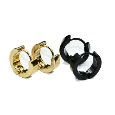 China Cheap Fashion Punk Jewelry Stainless Steel Gold Black Color Plating Circle Hoop Earrings 3.5mm Wide For Men And Women Gift Jewelry for sale