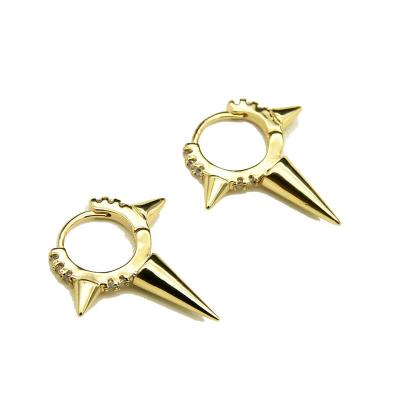 China Fashion women jewelry gold color brass plating circle copper open earrings rivetJewelry punk unisex high quality luxury fashion for youth for sale