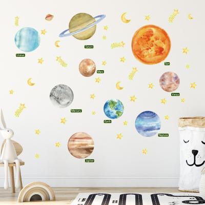 China Creative Glowing WALL STICKER Kids Night Learning The Solar Planets Star Luminous Sticker For Baby Room Decoration for sale