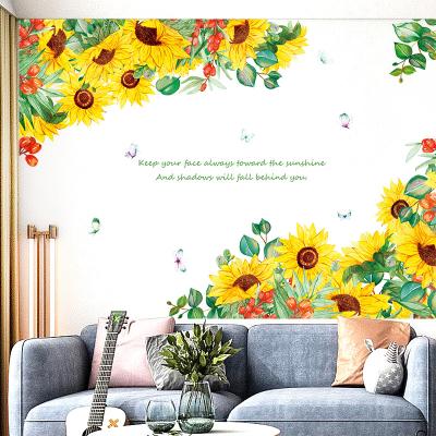 China WALL STICKER waterproof sunflower living room bordering border wall stickers flower 3d waterproof wall sticker for sale