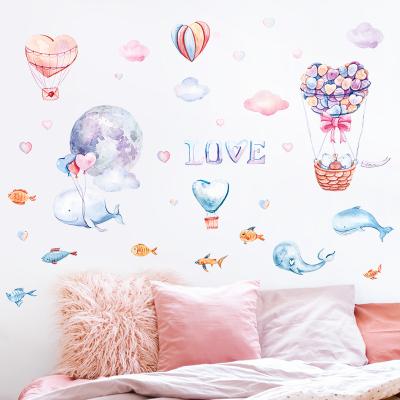 China Hot WALL STICKER WALL STICKER Cartoon Whales PVC Stickers Air Balloon Sticker Decoration Wall Kids Room Wall Decor Decals for sale