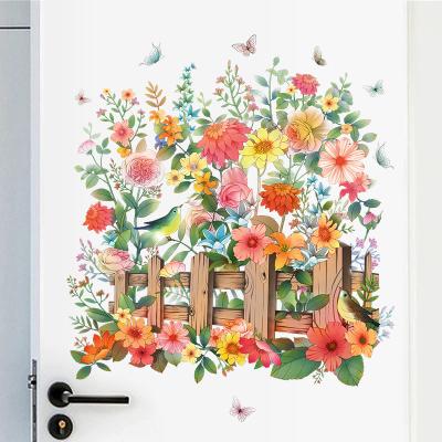 China WALL STICKER Kids Nursery Bedroom Living Room Floral Fence Kids Wall Decals Peel and Stick Removable Waterproof Wall Stickers for sale