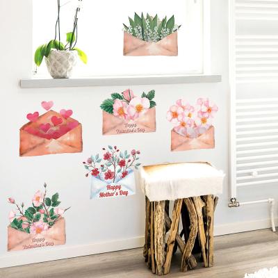 China Waterproof+ECO-Friendly+Self-adhesive Printed PVC Flowers Wrap Gift Wall Sticker For Room Decoration for sale