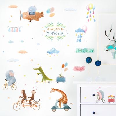 China WALL STICKER cute animal sticker for room wall stars / happy balloon wall decal party decoration wallpaper for sale