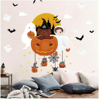 China Halloween Pumpkin Bear Sticker Children Party Decorative Happy Cartoon Small Wall Sticker for sale