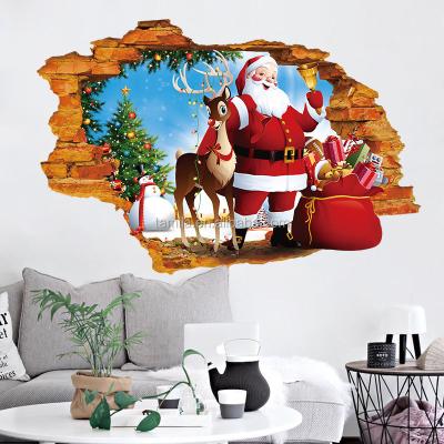 China WALL STICKER Merry Christmas 3D Christmas Santa Claus Window Wall Sticker for sale