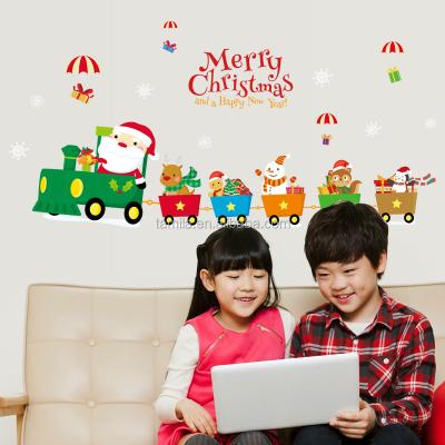 China Transparent WALL STICKER Kids Cartoon Train Merry Christmas PVC Sticker for sale