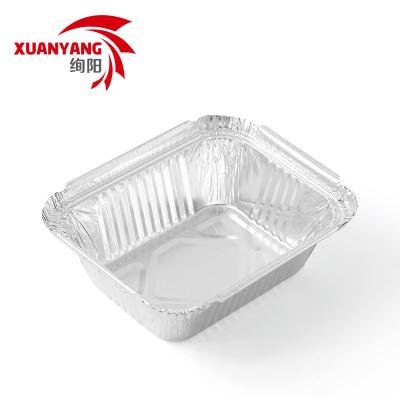 China Small Disposable Foil Microwavable Containers Customized Logo Hide Logo Aluminum Foil Takeaway Food Container for sale