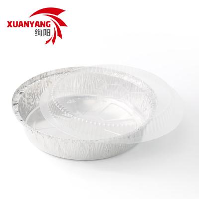 China Fast Food Caterer 9 Inch Round Widely Use Aluminum Container Foil Tray With Dome Lid for sale