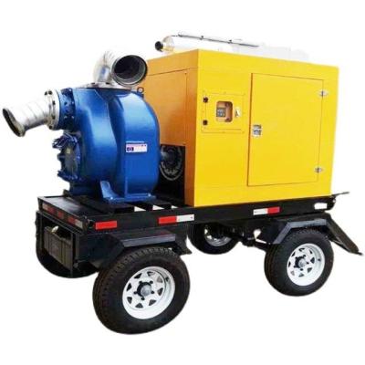 China Developing World Portable Mobile Waste Water Solutions Big Diesel Powered Self Priming Pumps Agricultural Farm Irrigation Diesel Water Pump With Trailer for sale