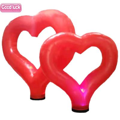 China Colorful PVC Coated Wedding/Valentine's Large Nylon Decoration Led Heart Tubes Inflatable Red Inflatable Heart Pillar Decorative Column With Led Light for sale