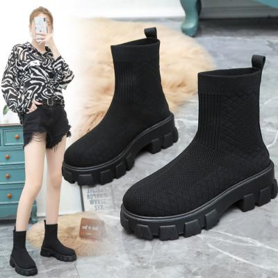 China New Autumn Durable Winter Couples Women Knitted Sock Boot Botas De Mujer Fashion Martin Boots Thick-soled Short Women's Shoes for sale