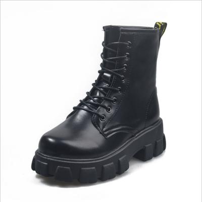 China 2021 New Durable British Style Women's Autumn Winter Black Platform Shoes Motorcycle Martens Boots for sale