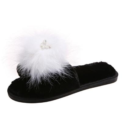 China Fashion Trend Autumn Winter New Plus Size Woman Bedroom Flat Plush Furry Slippers For Women Warm Fur Bedroom Slippers for sale