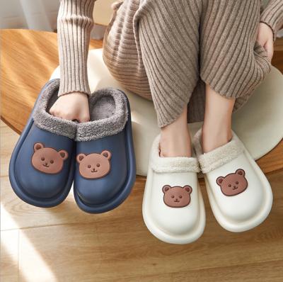 China Fashion Trend Winter Women New For Cotton Indoor Home Slippers Water Proof Cute Fashion Keep Faux Fur Warm Plush Flat Bedroom Slippers for sale