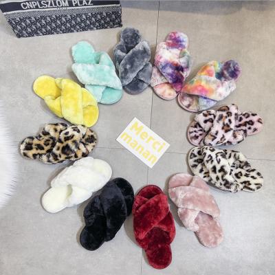 China New Fashion Trend Autumn Winter Fashion Plus Size 43 Cotton Room Slippers Women Hairy Fur Bedroom Slippers for sale