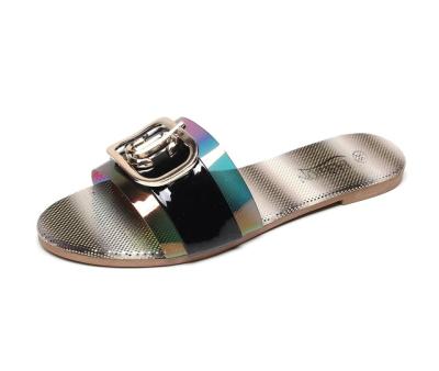 China Fashion Trend Diamond Summer Plus Size Sandals Women Cold Shoe Square Buckle Shape Gocci Slippers for sale