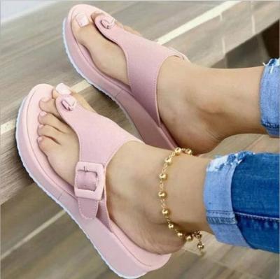 China CUSHIONING Suka Summer 2021 New New Plus Size Wome Shoes Platform Slippers Beach Shoe Outdoor Flip Flops Flat Sandals Design for sale