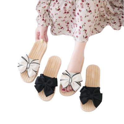 China 2021 New Fashion Trend Summer Fashion Slides Slippers Zapatillas-De-mujer Bow Beach Breathable Outdoor Slippers for sale