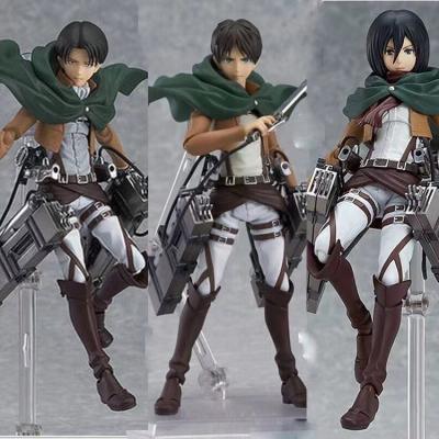 China Cartoon Toy New Style Japanese Anime Attack On Titan Toys Levi Eren Mikasa Movable PVC Action Figure for sale