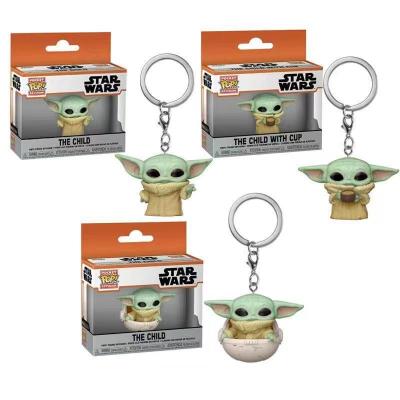 China Cartoon Toy New Style Wars Star Funk O POP Q Version Baby Yoda Head Chain Action Number for sale