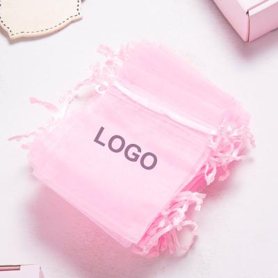 China Black Organza Gift Bags 13x18 Customized Logo Sheer Organza Gift Bags with Drawstring, Organza Bags Jewelry for sale