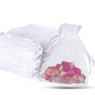 China White Organza Gift Bags 3x4 Inches Small Pouch Sheer Organza Gift Bags With Drawstring , Jewelry Favor Pouches for sale