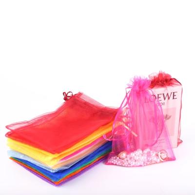 China Gift Organza Bags 5x7 Inches 100pcs Mixed Colors Custom Organza Bags Sheer Organza Gift Bags With Drawstring , Jewelry Favor Pouches for sale