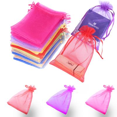 China Gift Organza Bags 10x15cm 100pcs Mixed Colors Wholesale Sheer Organza Gift Bags With Drawstring, Jewelry Favor Pouches for sale