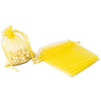 China Gift Organza Bags 10x12cm Small Yellow Color 100pcs Sheer Organza Gift Bags With Drawstring , Jewelry Favor Pouches for sale