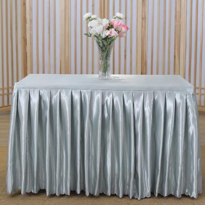 China Custom High Quality Disposable Color Table Skirt Polyester Fabric Rectangle 100% Pure Silk Table Cloth For Banquet Dining Table Use for sale