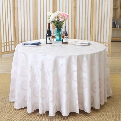 China 2021 Disposable Best Selling Jacquard Table Decoration Covers Wedding Floral Circle Pink White Tablecloth Round Party for sale