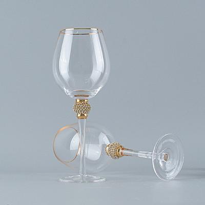 China Wholesale Luxury Marquetry CLASSIC Diamond Crystal Wine Glass Champagne Flutes from Telsen Diamond Ball Base Hand Made for sale