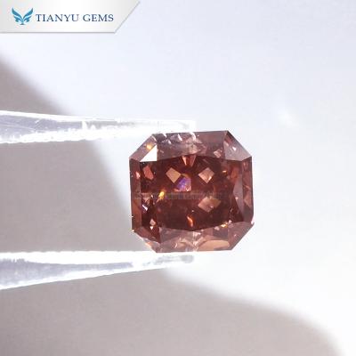 China Color Change Tianyu Gems Lab Cut 3.28ct Brown Diamond IGI Certificate Lab Diamond Radiant Fancy Deep Orange CVD for sale