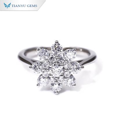 China Tianyu CLASSIC Gems Customized PT950 10K 14K 18K Real Gold Round Brilliant Cut Lab Made Diamond Jewelry Ring for sale