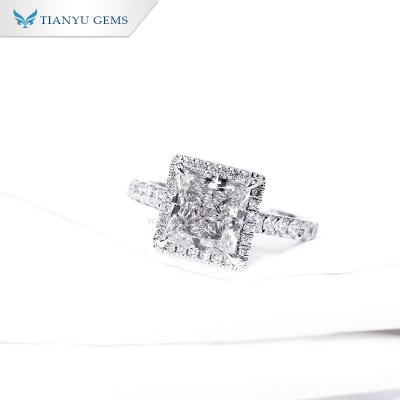 China Tianyu CLASSIC Gems Customized Princess 1.5CT To 2CT Lab Diamond 14K/18K White Gold Engagement Rings Jewelry for sale