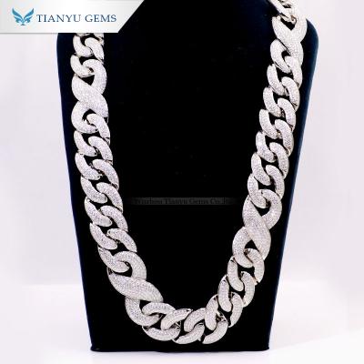 China Tianyu Silver&Gold Moissanite Diamond Necklace Male Cuban Link Hip Hop CLASSIC Gems Customized Chain for sale