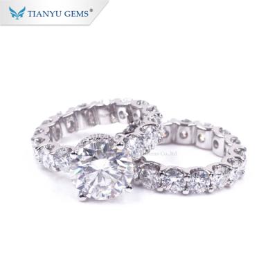 China White gold 10.5mm diamond moissanite rings gems romantic Tianyu bling bling luxury jewelry set of rings for sale