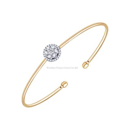 China Adjustable size bracelet open 10k yellow and white gold moissanite bracelet from Tianyu FASHIONABLE style retro gemstones for sale