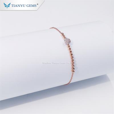 China FASHIONABLE Tianyu gems milgrain jewelry charm 14K link chain rose gold moissanite women white bracelets for sale