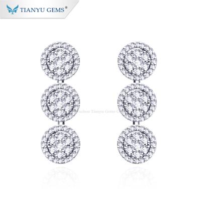 China Trendy fashion luxury earring gems Tianyu white gold full setting moissanite diamond earrings for girls for sale