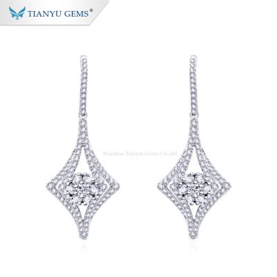 China Tianyu FASHIONABLE gems white gold diamond earrings moissanite luxury drop earring for women for sale