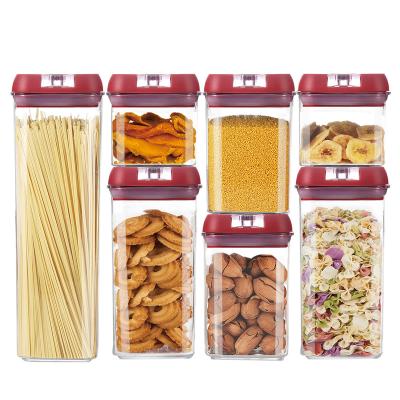 China Amazon Hot Selling Freshness Preservation Custom Red Airtight Lid 7pcs-set Dry Plastic Lid Food Storage Container for sale