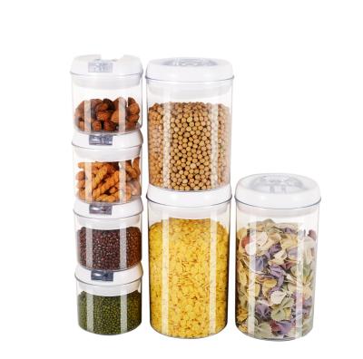 China Wholesale 7pcs-set Custom Heatable Lock Lid Organizer Pantry Round Airtight Dry Plastic Food Storage Containers for sale