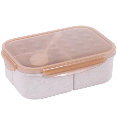 China Viable Bento Separated Lunch Box 1800ml Wheat Straw Microwave Lunch Box Passionate Student With Spoon Fork for sale