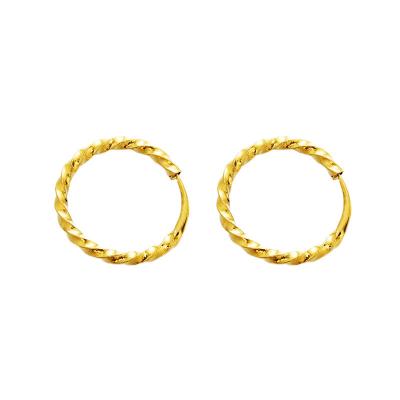 China Wholesale FASHIONABLE Brass Gold Plated Earrings Live Buckle Twist Smooth Earrings available in three sizes for sale